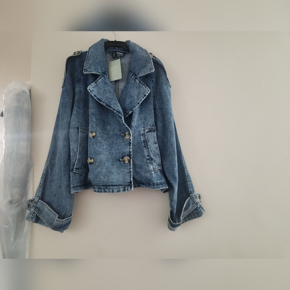 H&M short twill peacoat denim blue sz  M,L BNWT - Picture 2 of 6